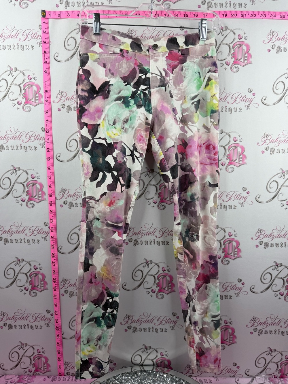 HUE jeans flowers Floral Skinny Pants - Pink, Green, Black